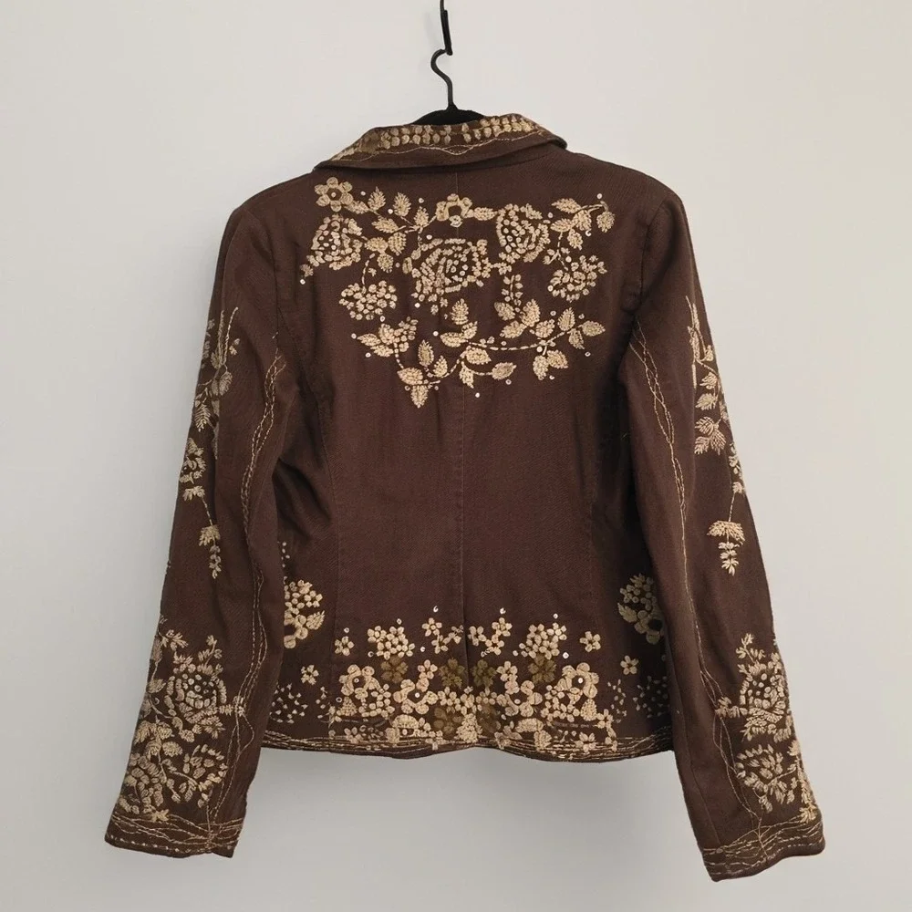 Paparazzi By Biz Embroidered Floral Jacket Size Medium - Picture 2 of 11